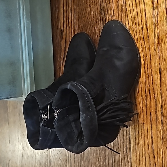 Sam Edelman sz 6 Louie Black Suede Leather Fringe Booties Western - Picture 3 of 7